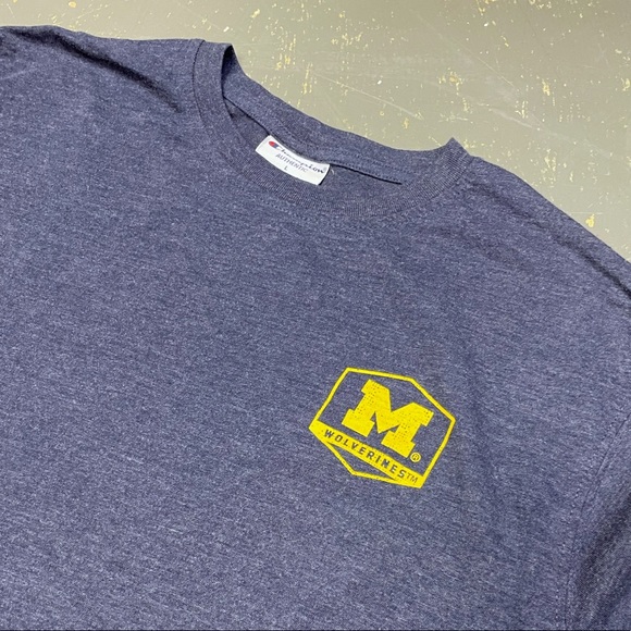 Michigan Wolverines Shirt Large Big Blue NCAA Arena Logo Brady Champion - Picture 3 of 8